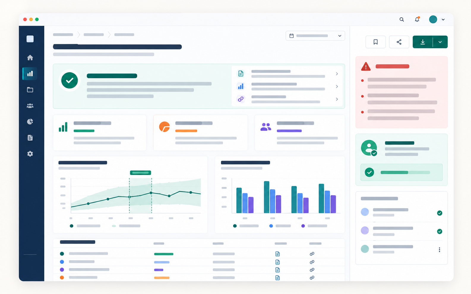 Illustrative Gotopico decision report with evidence-linked recommendations, research charts, caveats, reviewer approval, and export controls.